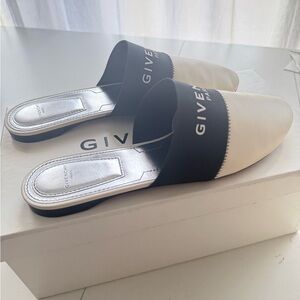Givenchy Black and White Leather Bedford Mules